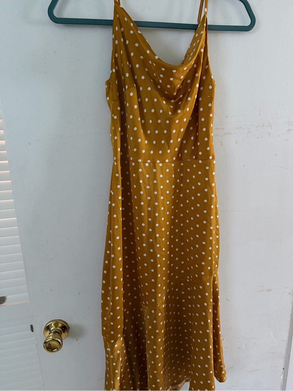J.O.A. Mustard Yellow Polka Dot Midi Slip Dress